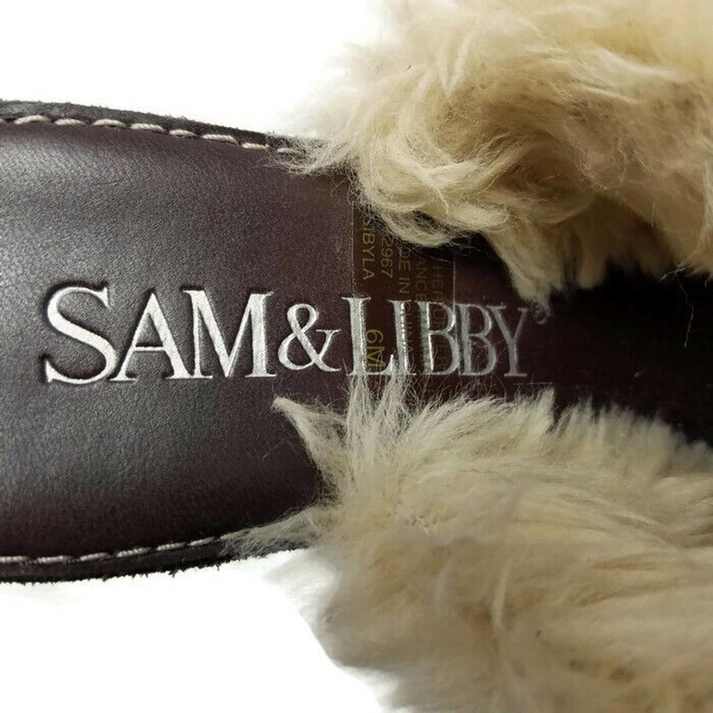 Sam & Libby SIBYLA Brown Winter Suede Fur Platform Clogs Mules Womens 6M - Picture 5 of 10